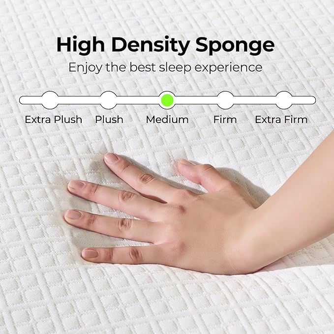 Rolanstar 8 Inch Full Mattress Gel Memory for Cool Sleep & Pressure Relief, Medium Firm Feel, CertiPUR-US Certified, Mattress in a Box, White
