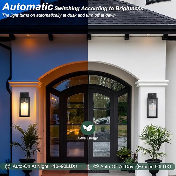 Dawn to Dusk Outdoor Sensor Light Fixture Waterproof Porch Lights Anti-Rust Exterior Wall Lighting Outdoor Wall Lantern for Patio Front Door Garage House