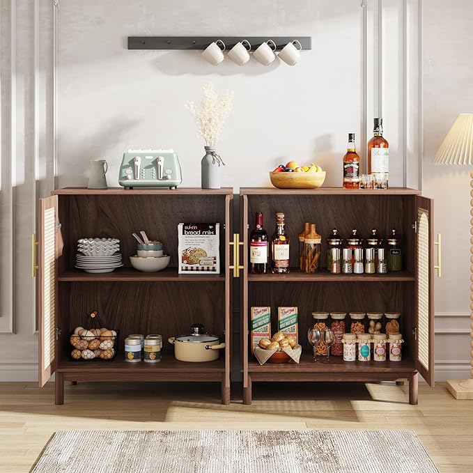 LITTLE TREE Modern Buffet Cabinet with Storage, 59 Inch Kitchen Sideboard Cabinet with 4 Doors, Coffee Bar Cabinet for Dining Room, Living Room | Modern, with Storage, 4 Doors