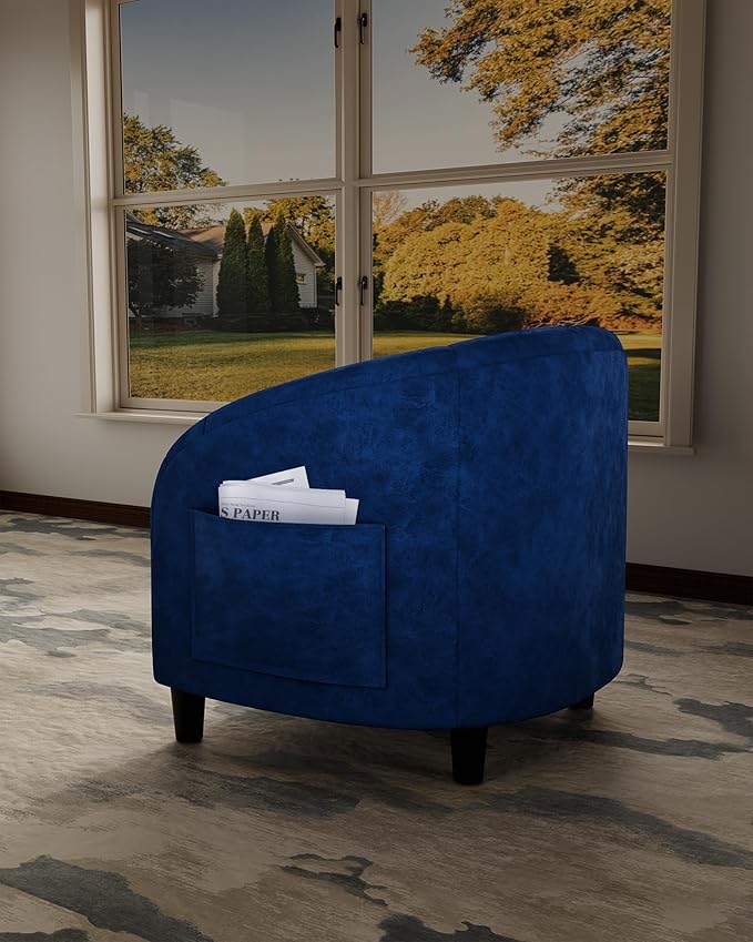 GarveeHome Accent Barrel Chair Armchair for Living Room Club Chair with Soft Padded Seat & Sturdy Legs for Bedroom Waiting Room Reception Chairs(Navy Blue)