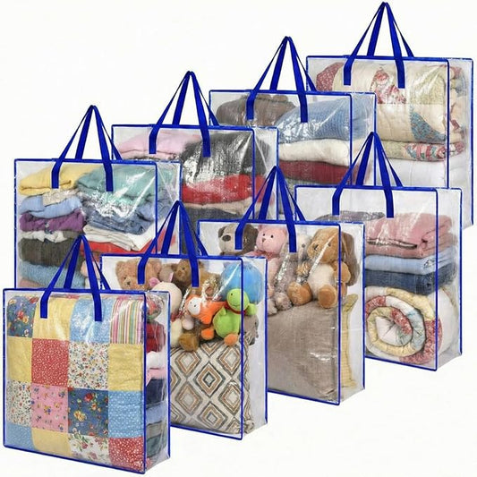 8 Pcs Clear Wreath Storage Bags 26 Inch St. Patrick's Garland Container Door Garland Holiday Wreath Storage Holder with Handle and Zipper Heavy Duty Plastic Packing Totes(Blue)