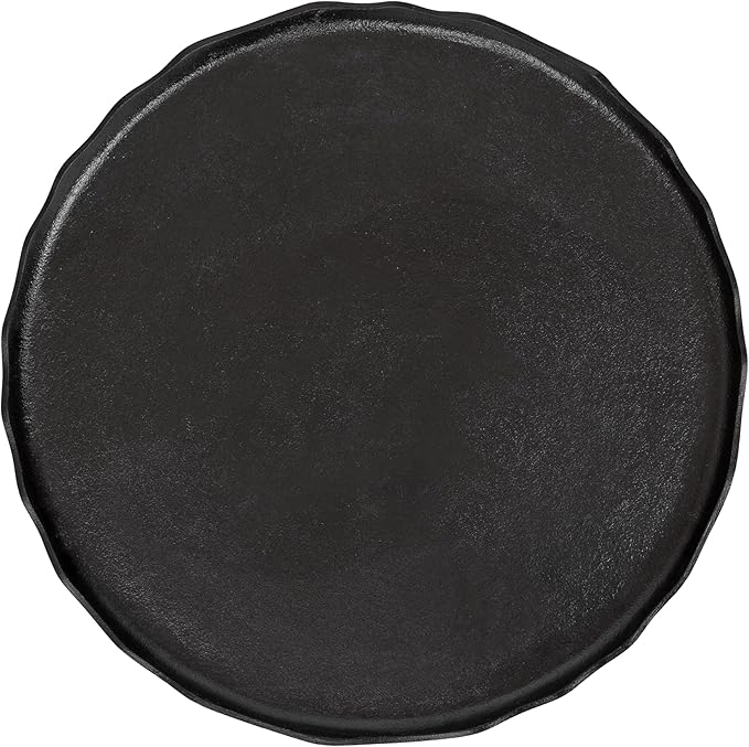Kate and Laurel Alessia Modern Round Metal Coffee Table; 26 x 26 x 16; Black; Sand Cast Aluminum Coffee Table with Raised Deckled Edge for Storage and Display