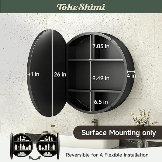 TokeShimi 26.1 Round Medicine Cabinet for Bathroom