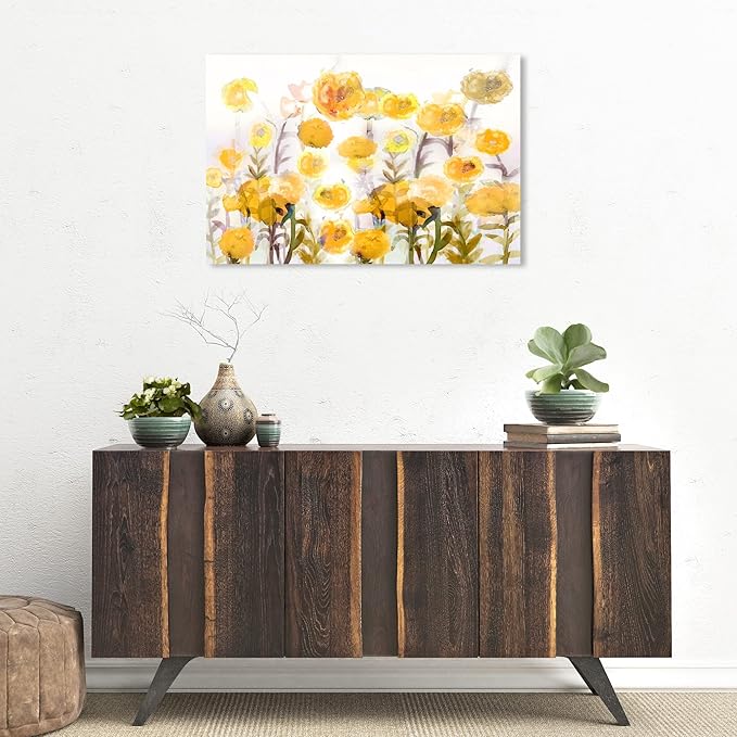 The Oliver Gal Artist Co. Floral and Botanical Wall Art Canvas Prints 'Bella Garden Poppy Yellow' Gardens