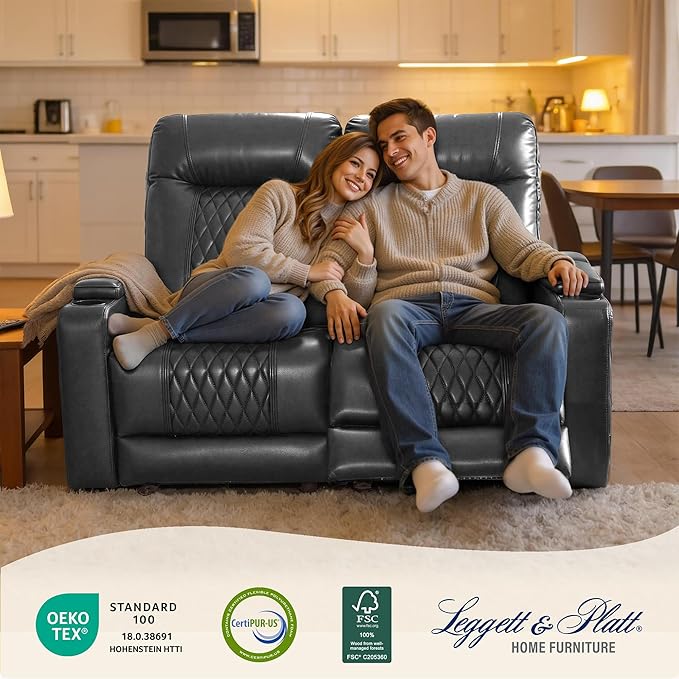 MCombo 65" Zero Gravity Oversized Power Reclining Loveseat with Adjustable Headrest for Living Room, Double Recliner Sofa with USB & Type C Port, Armrest Storage & LED Light HTS401SET