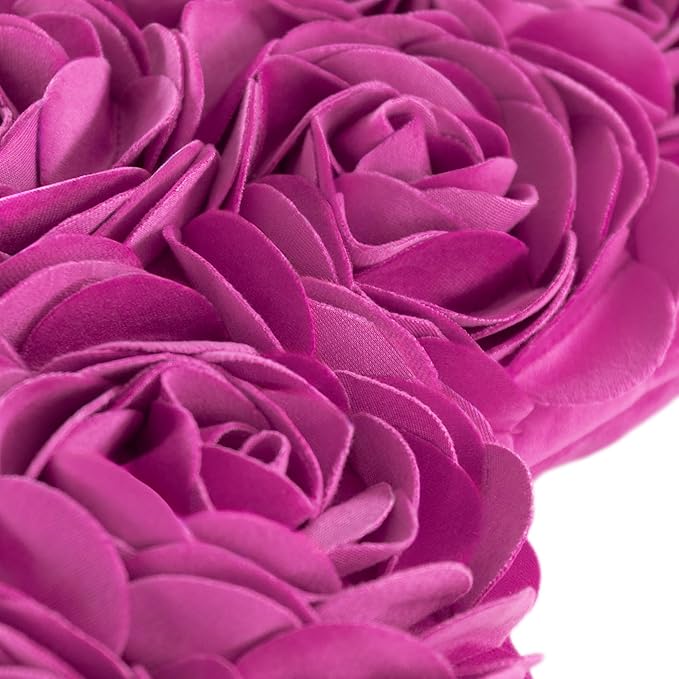 JWH Heart Flower Throw Pillow Covers Decorative Floral Shaped Accent Cushion Soft Pillowcase for Sofa Couch Living Room Bed Chair 14x16 Inches Hot Pink