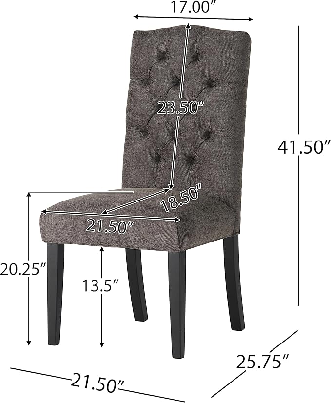 Christopher Knight Home CKH Crown Top Dining Chairs, 2-Pcs Set, Dark Grey