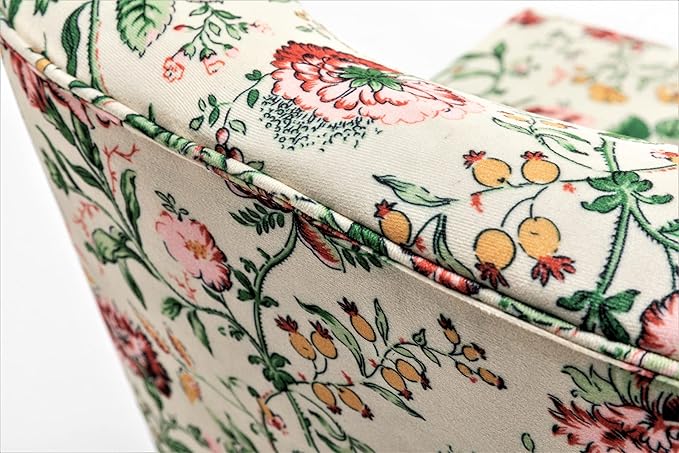 Thia Armless Accent Chair for Living Room, Elegant Seat with Nailhead Trim, Gold Metal Legs and Comfortable Curved Back, 28" D x 25" W x 29.5" H, 03 Floral Print