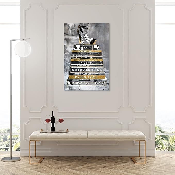 The Oliver Gal Artist Co. Fashion and Glam Wall Art Canvas Prints 'Fashion Thoughts Noir Classic' Shoes