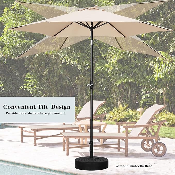 HYD-Parts 9FT Patio Umbrella Outdoor Table Umbrella,Market Umbrella with Push Button Tilt and Crank for Garden, Lawn, Deck, Backyard & Pool, No Base (Khaki)