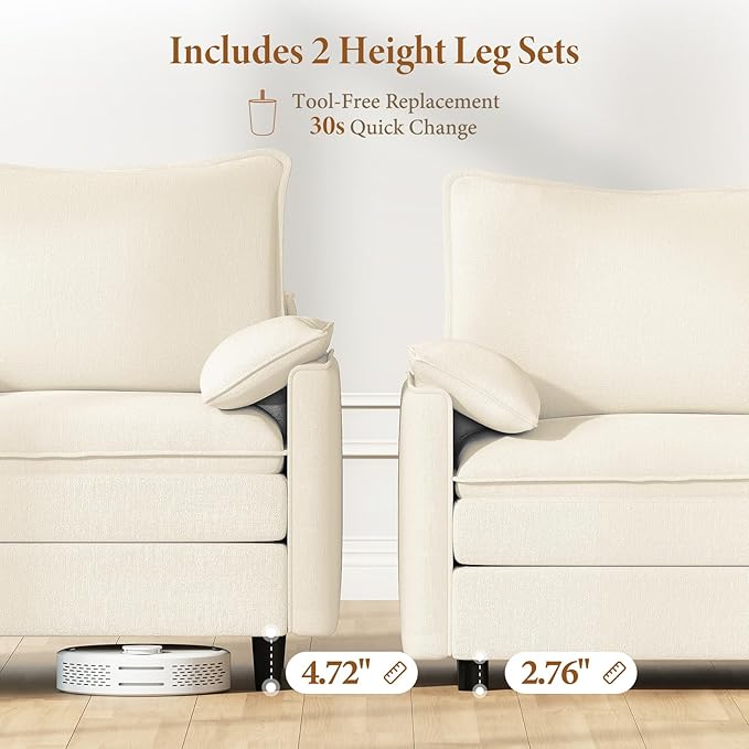 Vesgantti 142" U Shaped Sectional Couch, Comfy Cloud Modular Sectional Sofa with 2 Ottoman Deep Seat Chenille Modern Cloud Sofa, Modular Sofas for Living Room, Bedroom and Apartment, Beige | Sink-in Comfort, Height Adjustable, Easy Rearrangement, Extra...