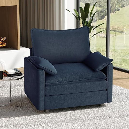 Vesgantti 40" Single Seat Sofa, Comfy Cloud Couch Deep Seat Upholstered Couch Chenille Modern Sofa with Armrest Pillow, Easy Assembly for Living Room, Bedroom and Apartment, Blue | Sink-in Comfort, Height Adjustable, Easy Rearrangement, Extra-deep Otto...
