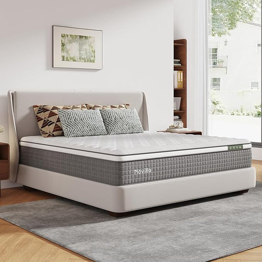 Novilla Queen Mattress 10 Inch,Hybrid Queen Size Mattress with Individually Pocketed Coils & Gel Infused Memory Foam & Silky Cool Fabric for Balanced Support & Pain Relief Comfort Mattresses in a Box
