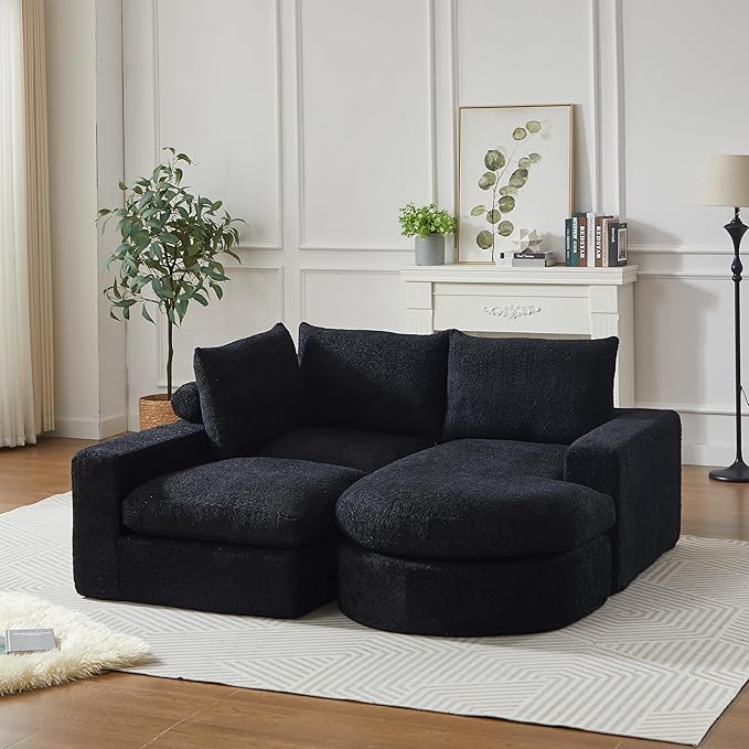 Boneless Sectional Sofa Couches with Chaise Lounge, Comfy Upholstered Compressed Cloud Sectional Sofa Floor Couch for Living Room Apartment,Deep Seat Sofa & Couches | Deep Seat, Wider Armrest, Free Combination