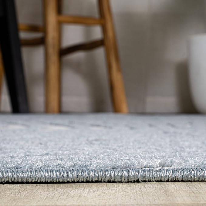 JONATHAN Y Maribo High-Low Abstract Striped Light Blue/Ivory 6x9 Indoor/Outdoor Area Rug, Pet Friendly, Non-Shedding, Stain Resistant, Easy-Cleaning for Backyard, Patio (SCN103C-6)