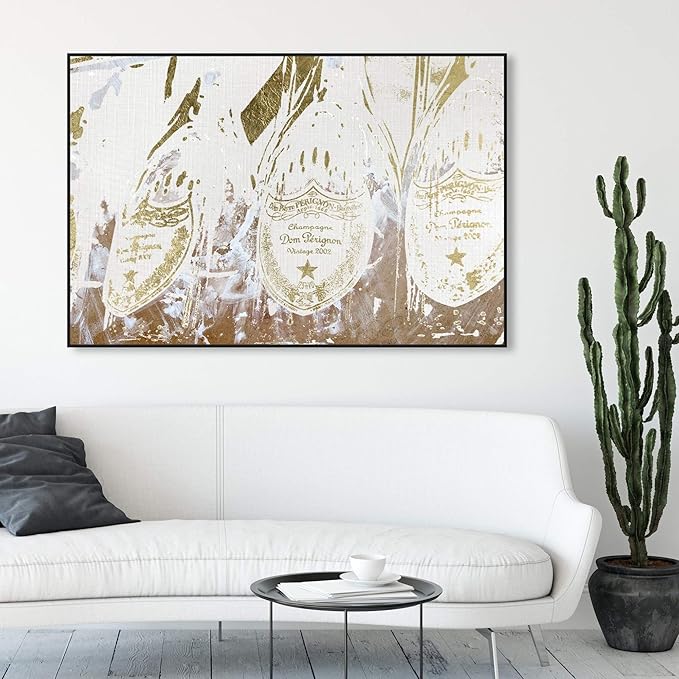 Drinks and Spirits Framed Wall Art Canvas Prints 'Champagne Showers' Champagne