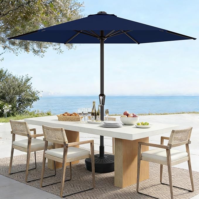 AreShark 11 FT Patio Umbrella for Outdoor, Outdoor Table Umbrella with Push Button Tilt and Crank, Outdoor Patio Umbrellas with 6 Sturdy Ribs, Patio Umbrellas for Market, Garden, Pool (Navy)