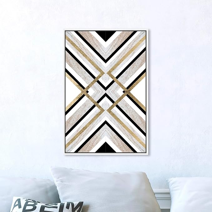 The Oliver Gal Artist Co. Abstract Framed Wall Art Canvas Prints 'Earthy Lux' Geometric Home Décor, 16" x 24", Brown, Gold