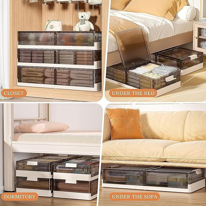 Under Bed Storage Containers - 3Pack, Stackable Under Bed Rolling Storage Plastic Containers, 13.5Gal Storage Bins with Wheels, Multi-purpose Storage Bins with Lids for Clothes, Shoes, And Duvets