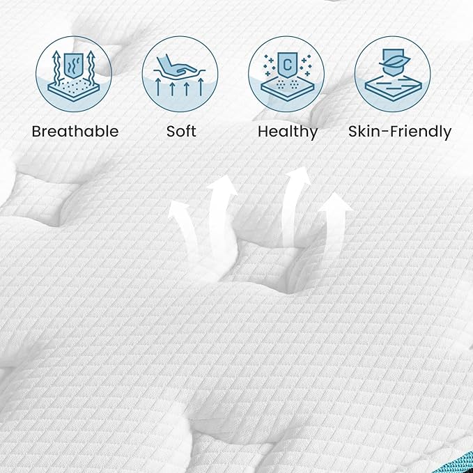 Queen Mattress 12 Inch, Pocket Spring Hybrid Queen Size Mattress in a Box, Memory Foam and Innerspring Mattress for Pressure Relief, Medium Firm Feel, 60 * 80 * 12 inch