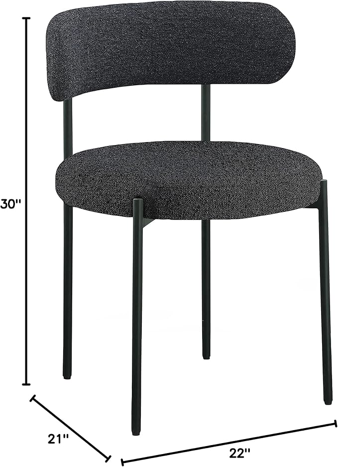 Meridian Furniture Beacon Black Boucle Fabric Dining Chair