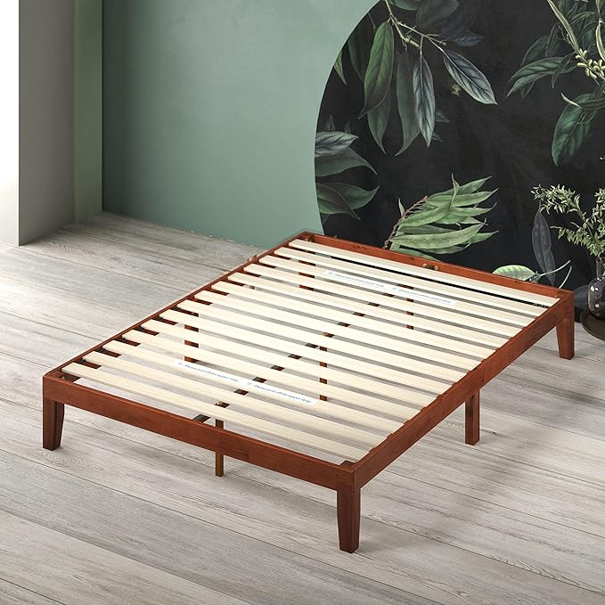 Zinus Wen Wood Platform Bed Frame/Solid Wood Foundation/Wood Slat Support/No Box Spring Needed/Easy Assembly, King