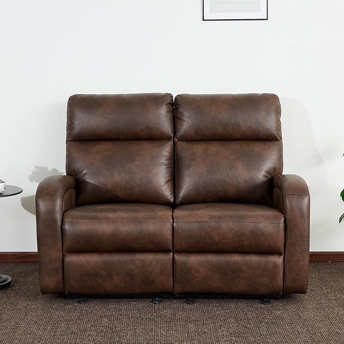 MCombo Zero Wall Recliner Loveseat, 2-Seat Power Wall Hugger Sofa with USB & Type-C Dual Ports, for Small Space, Living Room, RV PR646 (Dark Brown, Loveseat)