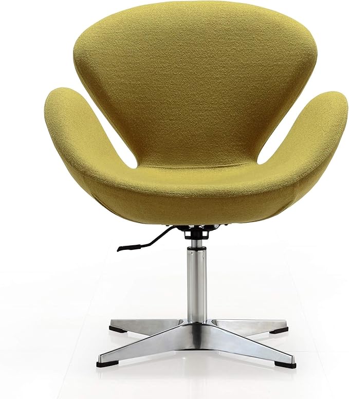 Manhattan Comfort Raspberry Adjustable Swivel Accent Chair with 360° Turn, Polished Chrome Base, Modern Retro Design, Versatile Seat Ideal for Any Room, Set of 1, Green