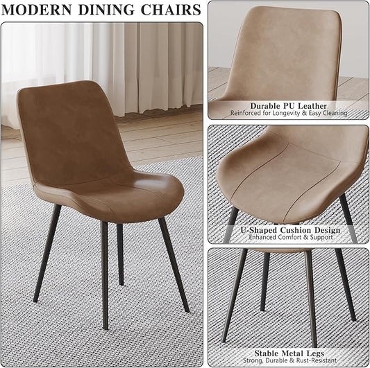 46.4" Round Dining Table Set with 4 Chairs, Modern Dining Set with Comfortable PU Leather Chairs, Sturdy MDF Table with X-Shaped Base, Easy Assembly, Ideal for Dining Room or Kitchen