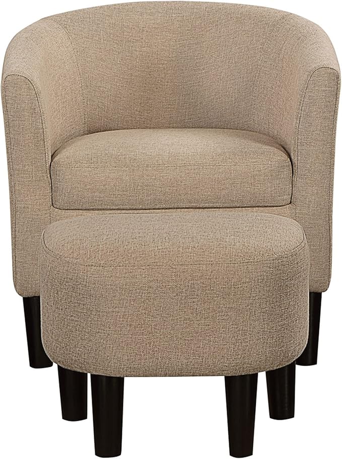 Convenience Concepts Take a Seat Churchill Accent Chair with Ottoman, Tan Fabric