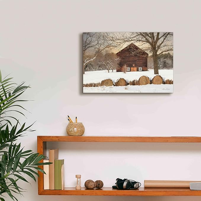 Epic Graffiti 'Snowy Vermont Barn' by Lori Deiter, Canvas Wall Art, 18"x12"