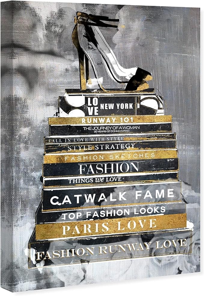 The Oliver Gal Artist Co. Fashion and Glam Wall Art Canvas Prints 'Fashion Thoughts Noir Classic' Shoes