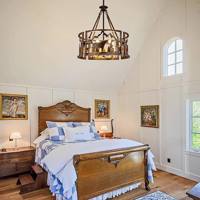 TOCHIC 5-Light Farmhouse Chandelier for Dining Room, Rustic Chandelier in Bronze Metal, Western Cowboy Horse Light Fixture for Living Room, Dining Room, Bedroom, Foyers, 20" D