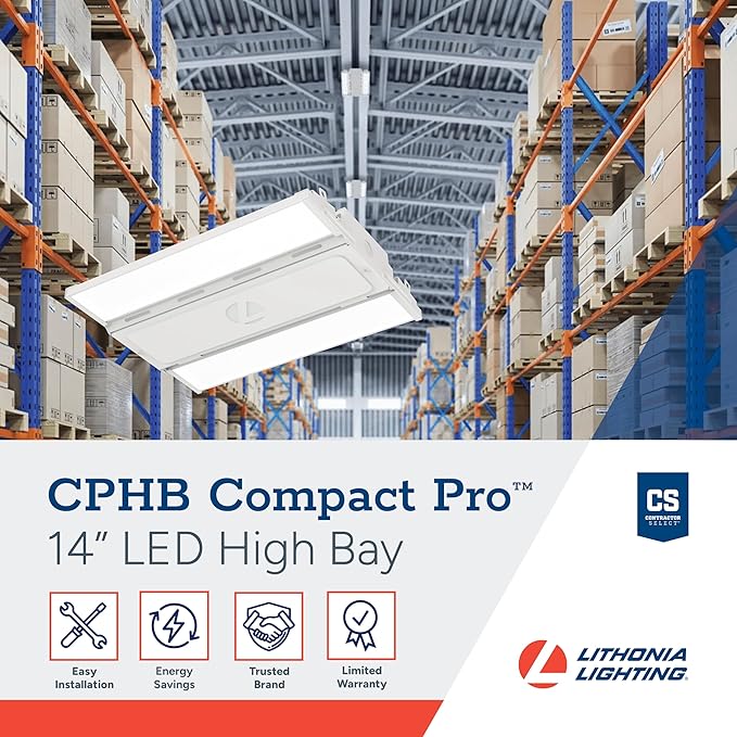 Lithonia Lighting Compact Pro LED High Bay Light, Ceiling Lighting Fixture, 15,000 Lumens, 5000K Daylight, Dimmable LED Work Light for Garage and Warehouse, MVOLT 120-277V (CPHB 15LM MVOLT 50K)