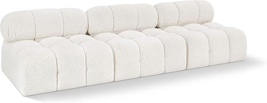 Meridian Furniture 611Cream-S102B Ames Collection Modern | Contemporary Modular Sofa with Rich Cream Boucle Fabric, Modular to Create Infinite Configurations, 102" W x 34" D x 28" H, Cream