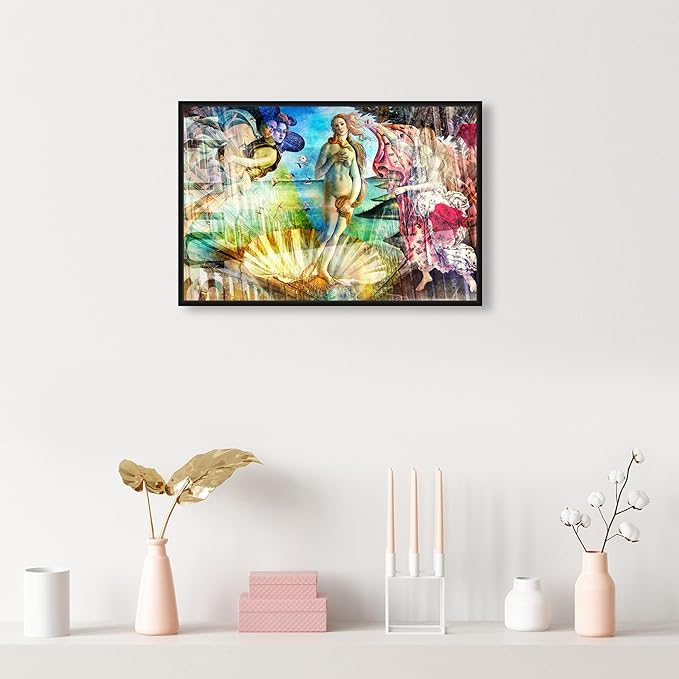 The Oliver Gal Artist Co. Spiritual and Religious Wall Art Framed Canvas Prints 'Birth of Venus - Botticelli' Zodiac