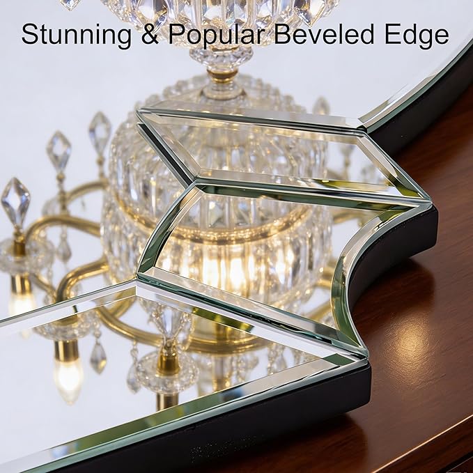 Chende 26" x 38" Arched Decorative Wall Mirror, Living Room Mirror for Decor with Glass Beveled Edge, Modern Bathroom Mirror Above Sink