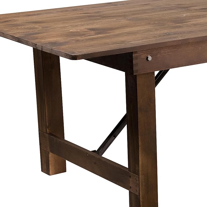 Flash Furniture Hercules Series 9' x 40" Rustic Solid Pine Folding Dining Table, Rectangular Antique Farmhouse Dining and Event Extension Table