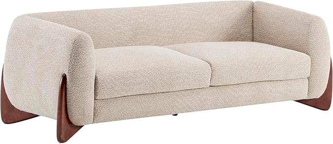 Christopher Knight Home Almad 2 Pieces Sofa Couch Set, Cozy 3-Seater Sofa and Loveseat for Living Room, Upholstered Couch Chair, Soft Seating Lounge Sofa with Wood Frame, Boucle Fabric, Almond