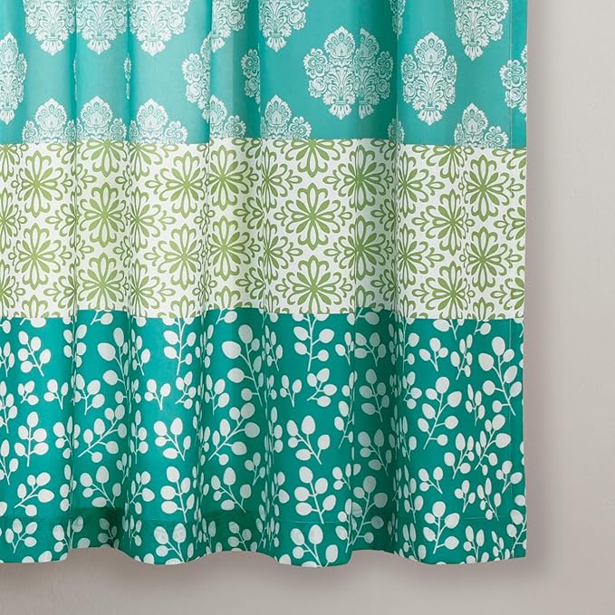 Lush Decor Bohemian Stripe Window Curtain Panels, Pair 52" W x 63" L Blue & Green - Light Filtering Curtains for Bedroom - Boho Curtains - Maximalist Decor