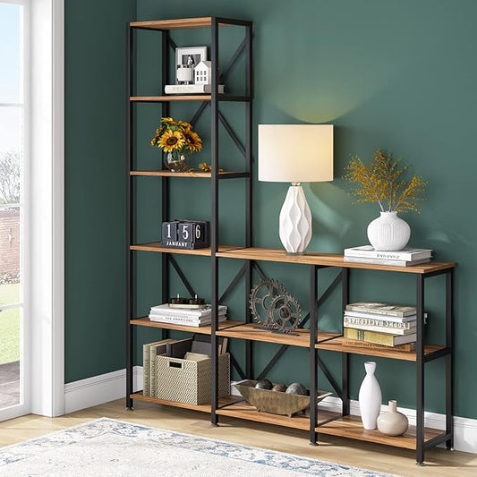 LITTLE TREE Modern Reversible 9 Shelves Bookshelves Cube Bookcase 6-Tier Display Open Shelf for Living Room