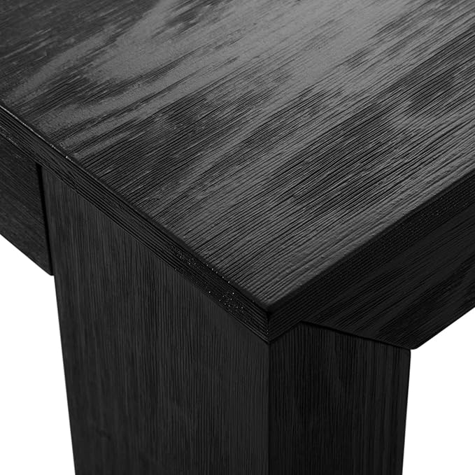 Plank+Beam 72 Inch Modern Solid Wood Dining Table - Solid Pine, Wirebrush Finish, Seats 6, Non-Toxic Finish, Easy Assembly, for Kitchen or Office, Black Wirebrush