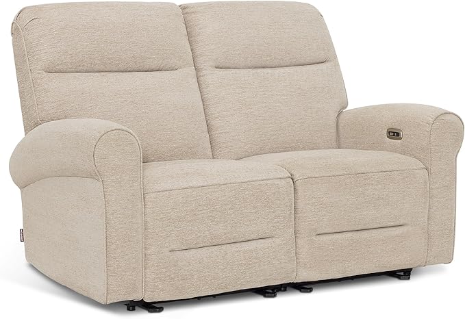 MCombo 64.6" Wall Hugger Power Loveseat Recliner Sofa with USB Ports, Reclining Loveseat for Small Spaces Living Room RV, Fabric PR635M1 (Beige)