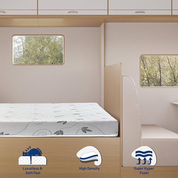 Greaton, 6-Inch High-Density Cooling Gel Memory Foam RV Mattress Replacement, Medium Firm, Good for Trailers, Camper Vans, Sofa Bed and Other Furniture Application, 32" x 29", White