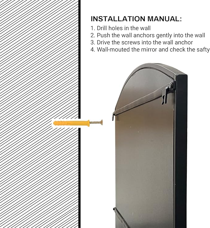 36 Inch Arched Window Mirror, Matte Black Metal Frame Decorative Mirror, Grid Wall Mirrors for Living Room, Bedroom, Entryway