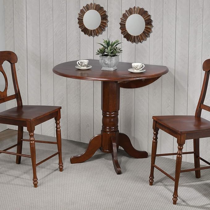 Sunset Trading Andrews Dining Table, Distressed chestnut finish