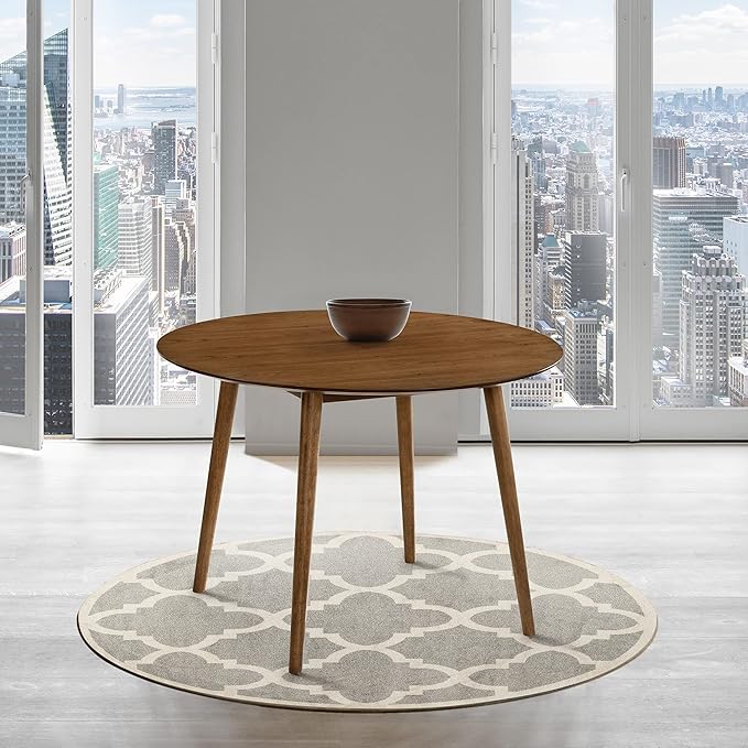Armen Living Arcadia 42" Round Dining Table in Walnut Wood