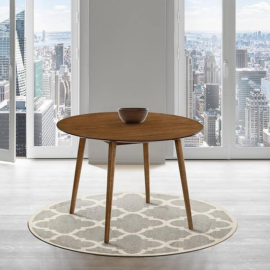 Armen Living Arcadia 42" Round Dining Table in Walnut Wood