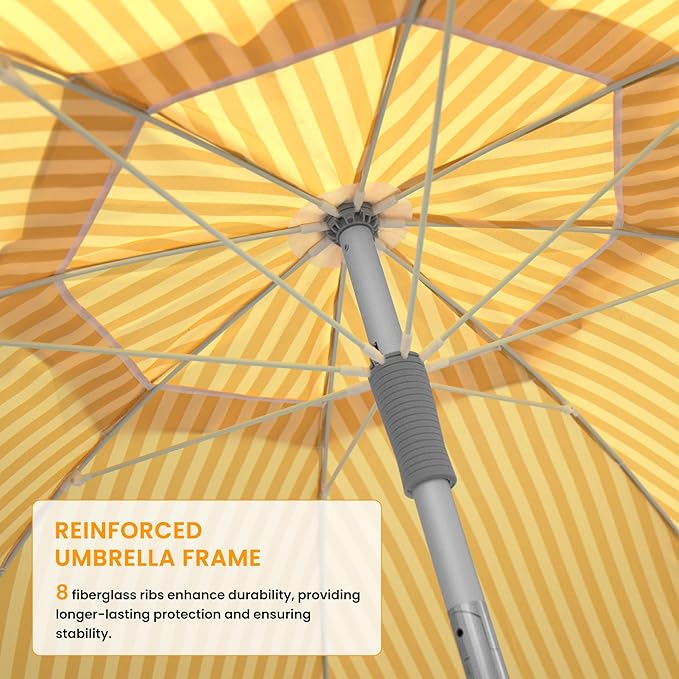 HOMEDEMO Boho Patio Umbrella with Fringe, Outdoor Tassel Umbrella with UPF50+ Sun Protection and Push Button Tilt, Premium Aluminum Pole & Fiberglass Ribs, Includes Hanging Hook