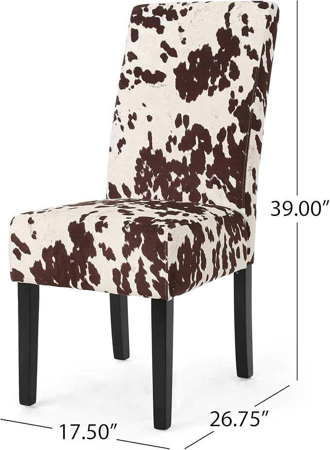 Evelyn Contemporary Velvet Dining Chairs (Set of 4), Cow Print